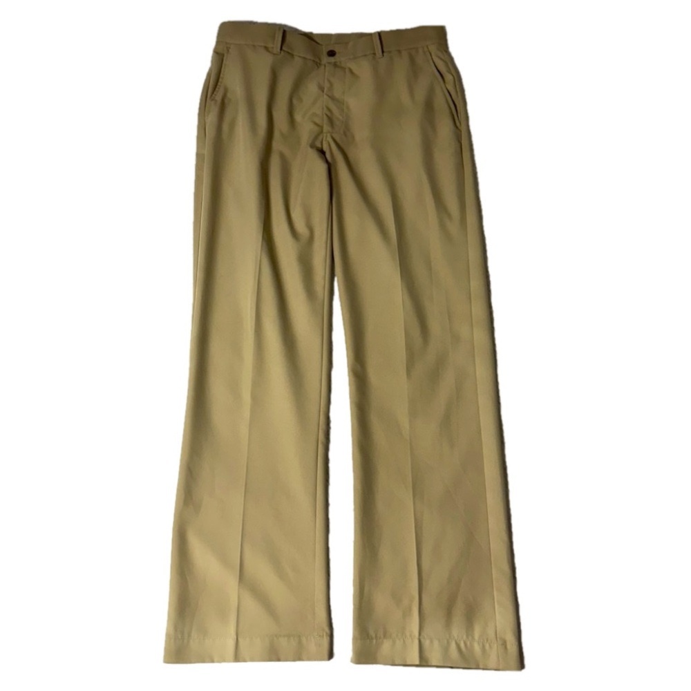 Snake Eyes 34/32 Khaki Tan Flat Front Straight Leg Sporty Golf Pants Trousers